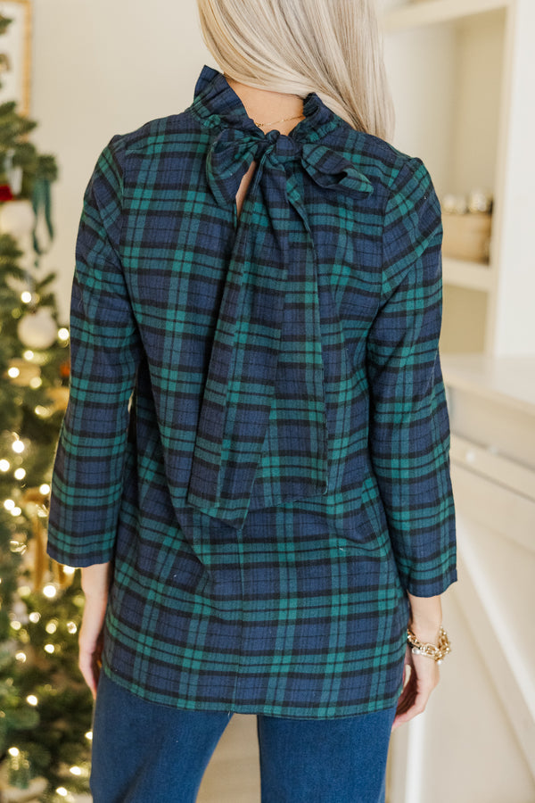 This Is It Emerald Green Plaid Blouse