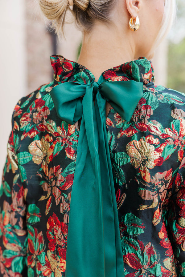This Is It Emerald Green Floral Blouse