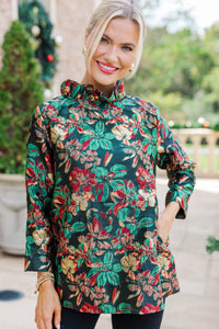 This Is It Emerald Green Floral Blouse
