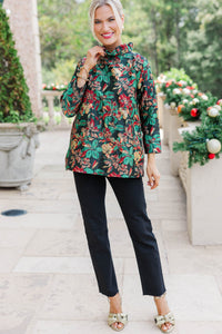 This Is It Emerald Green Floral Blouse