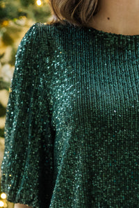 Under The Lights Emerald Sequin Blouse