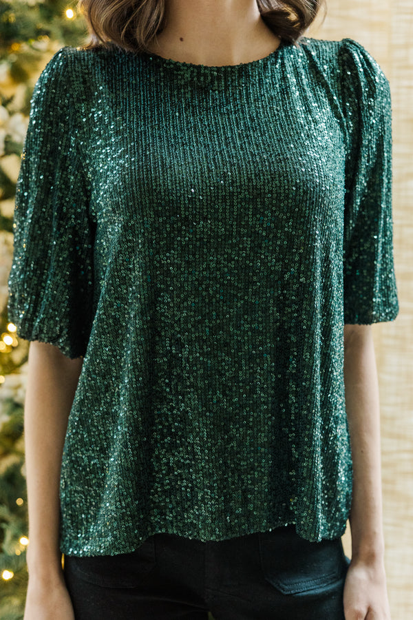 Under The Lights Emerald Sequin Blouse