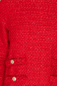 Ask You Out Red Tweed 3/4 Sleeve Dress