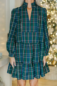 Always On My Mind Green Plaid Dress