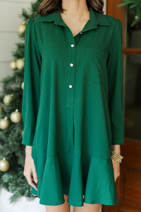 Share Your Story Emerald Green Shirt Dress