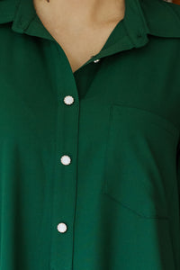 Share Your Story Emerald Green Shirt Dress