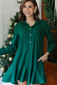 Share Your Story Emerald Green Shirt Dress