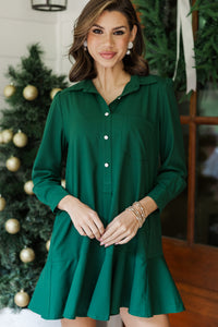 Share Your Story Emerald Green Shirt Dress