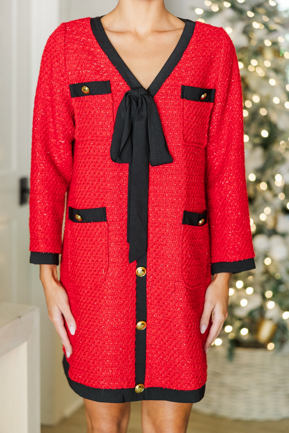 League Of Your Own Red Tweed Shift Dress – Shop the Mint