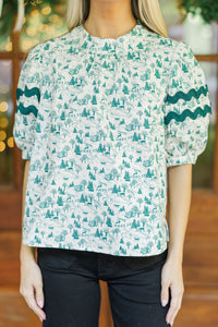 Jump At The Chance Emerald Green Toile Blouse