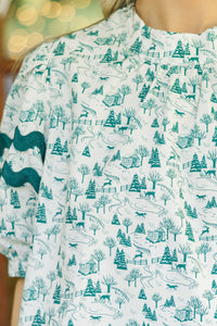 Jump At The Chance Emerald Green Toile Blouse