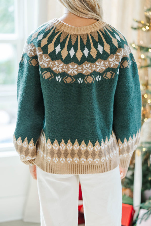 Make Me Smile Emerald Green Fair Isle Sweater