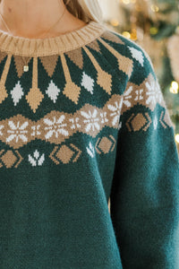 Make Me Smile Emerald Green Fair Isle Sweater