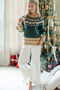 Make Me Smile Emerald Green Fair Isle Sweater