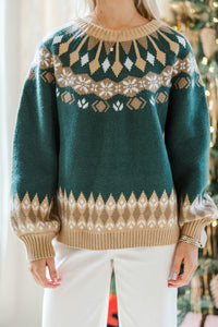 Make Me Smile Emerald Green Fair Isle Sweater