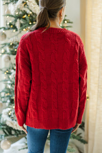 Falala Red Cable Knit Sweater