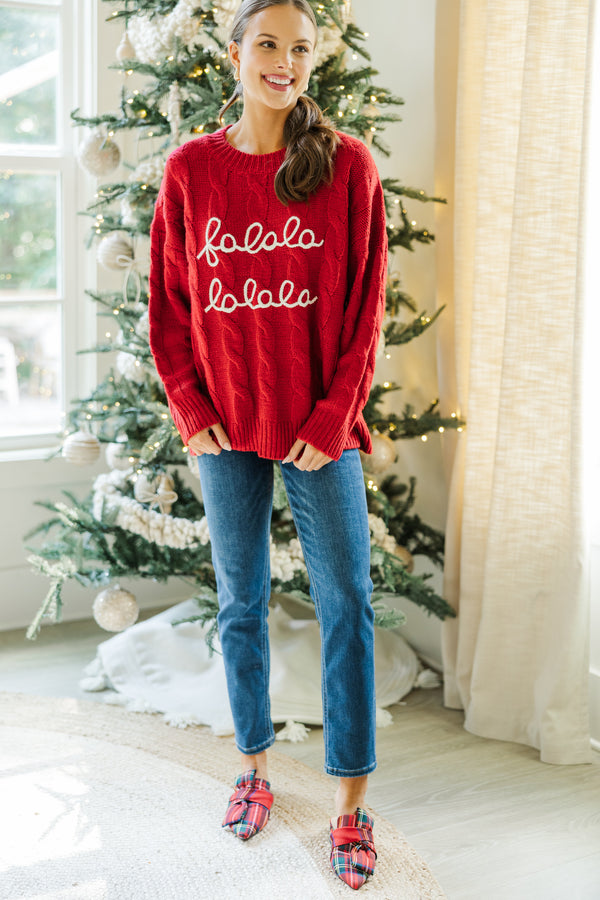 Falala Red Cable Knit Sweater