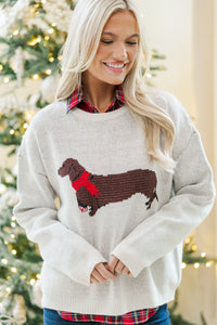 Home For The Holidays Cream Dachshund Sweater