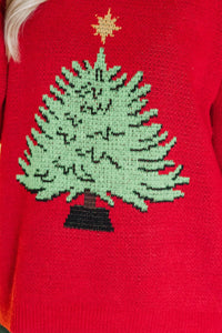 Home For The Holidays Red Christmas Tree Sweater