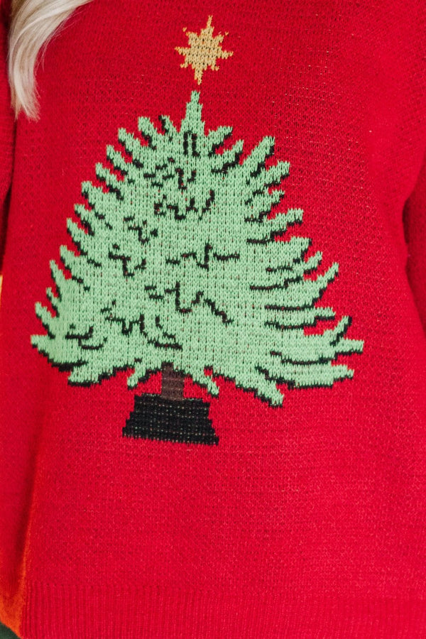 Home For The Holidays Red Christmas Tree Sweater