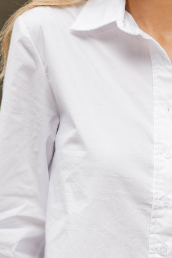 Just For You White Button Down Blouse