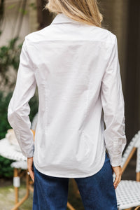 Just For You White Button Down Blouse