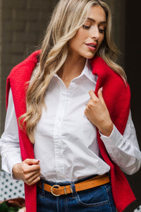 Just For You White Button Down Blouse