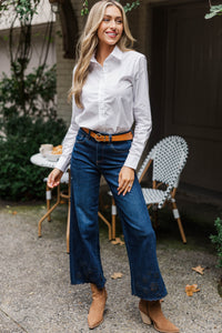 Just For You White Button Down Blouse