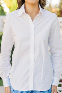 Just For You White Button Down Blouse