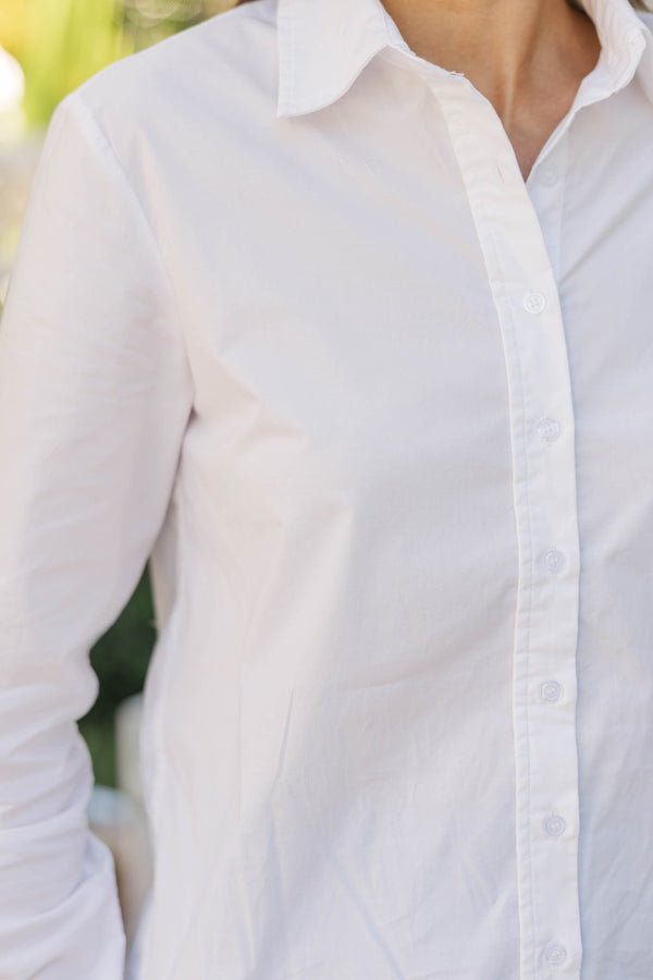 Just For You White Button Down Blouse