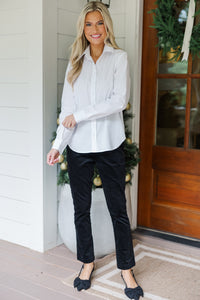 Just For You White Button Down Blouse