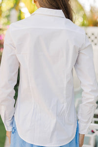 Just For You White Button Down Blouse