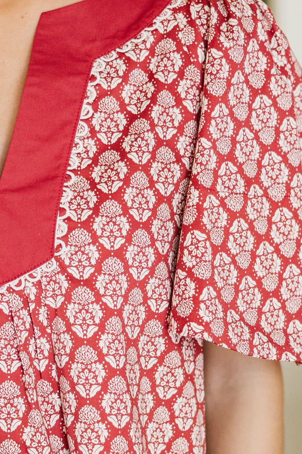 Just A Theory Burgundy Medallion Print Blouse, X-Large - The Mint Julep Boutique | Women's Boutique Clothing Just A Theory Burgundy Medallion Print Blouse, X-Large - The Mint Julep Boutique | Women's Boutique Clothing