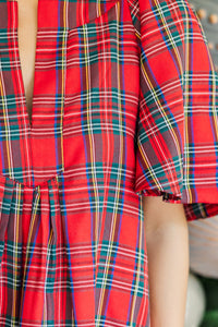 Just A Theory Red Plaid Dress