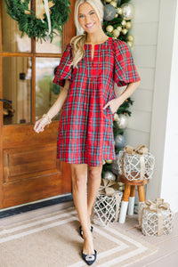 Just A Theory Red Plaid Dress