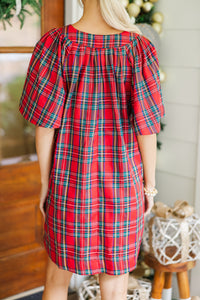 Just A Theory Red Plaid Dress