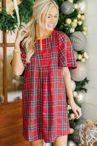 Just A Theory Red Plaid Dress