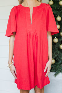 Just A Theory Red Cotton Dress