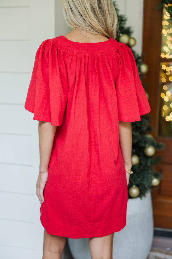 Just A Theory Red Cotton Dress