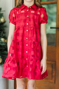 Girls: The Hannah Red Textured Dress