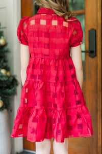 Girls: The Hannah Red Textured Dress