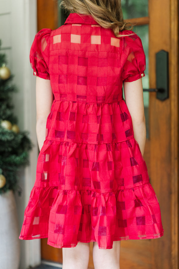 Girls: The Hannah Red Textured Dress