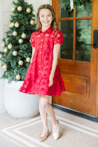 Girls: The Hannah Red Textured Dress