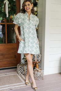 Chic Influences Green Floral Brocade Dress