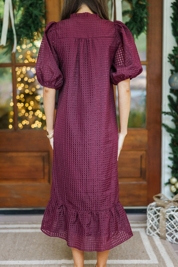 See The Light Burgundy Textured Midi Dress, Medium - The Mint Julep Boutique | Women's Boutique Clothing See The Light Burgundy Textured Midi Dress, Medium - The Mint Julep Boutique | Women's Boutique Clothing