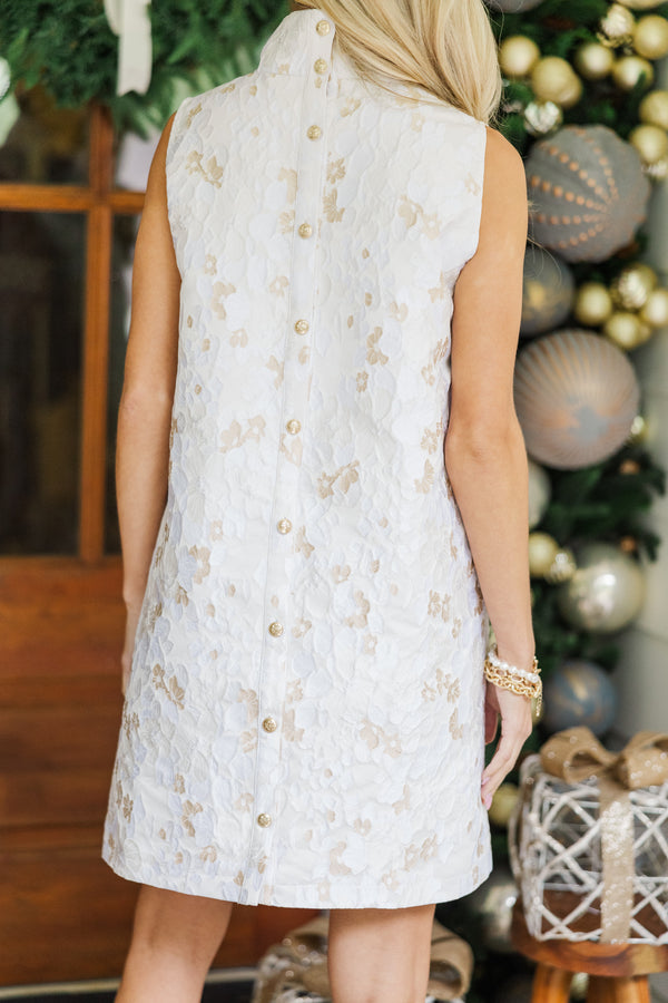 Best Days Are Here Cream Floral Brocade Dress