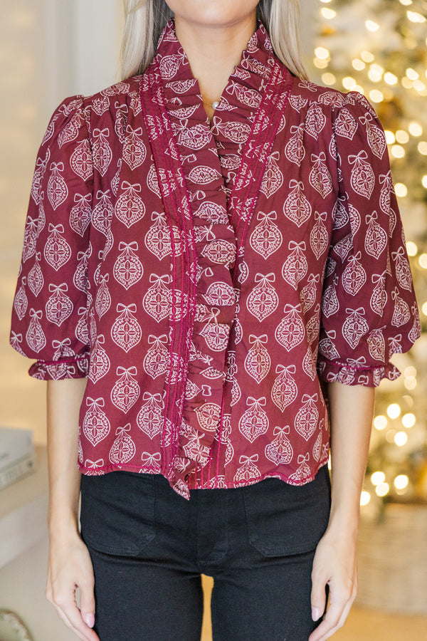 Out For The Day Red Medallion Blouse