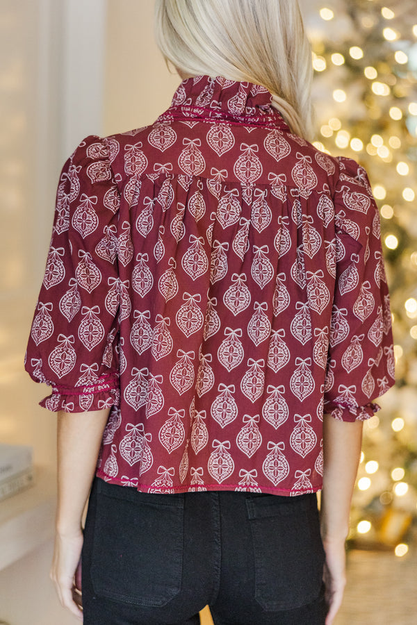 Out For The Day Red Medallion Blouse