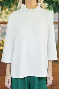 All You Know Ivory White Ruffled Blouse