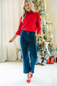 All You Know Red Ruffled Blouse